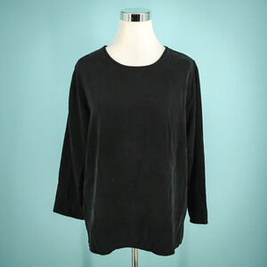 Cut Loose Size Medium M Black Crew Neck Long Sleeve Boxy Artsy Lagenlook Top